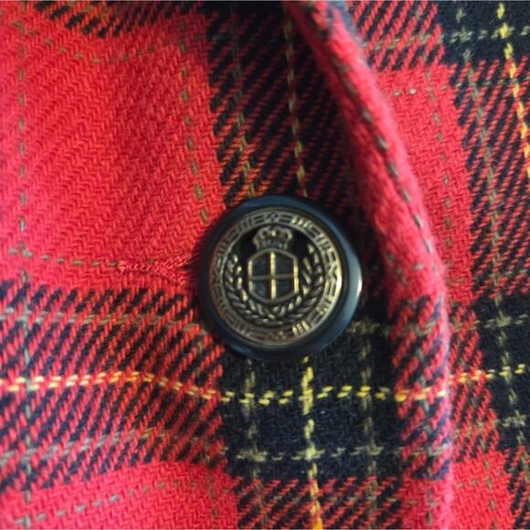 Vintage Plaid Wool Blend Single Button Blazer Sag harbor Red 16 - Picture 2 of 7